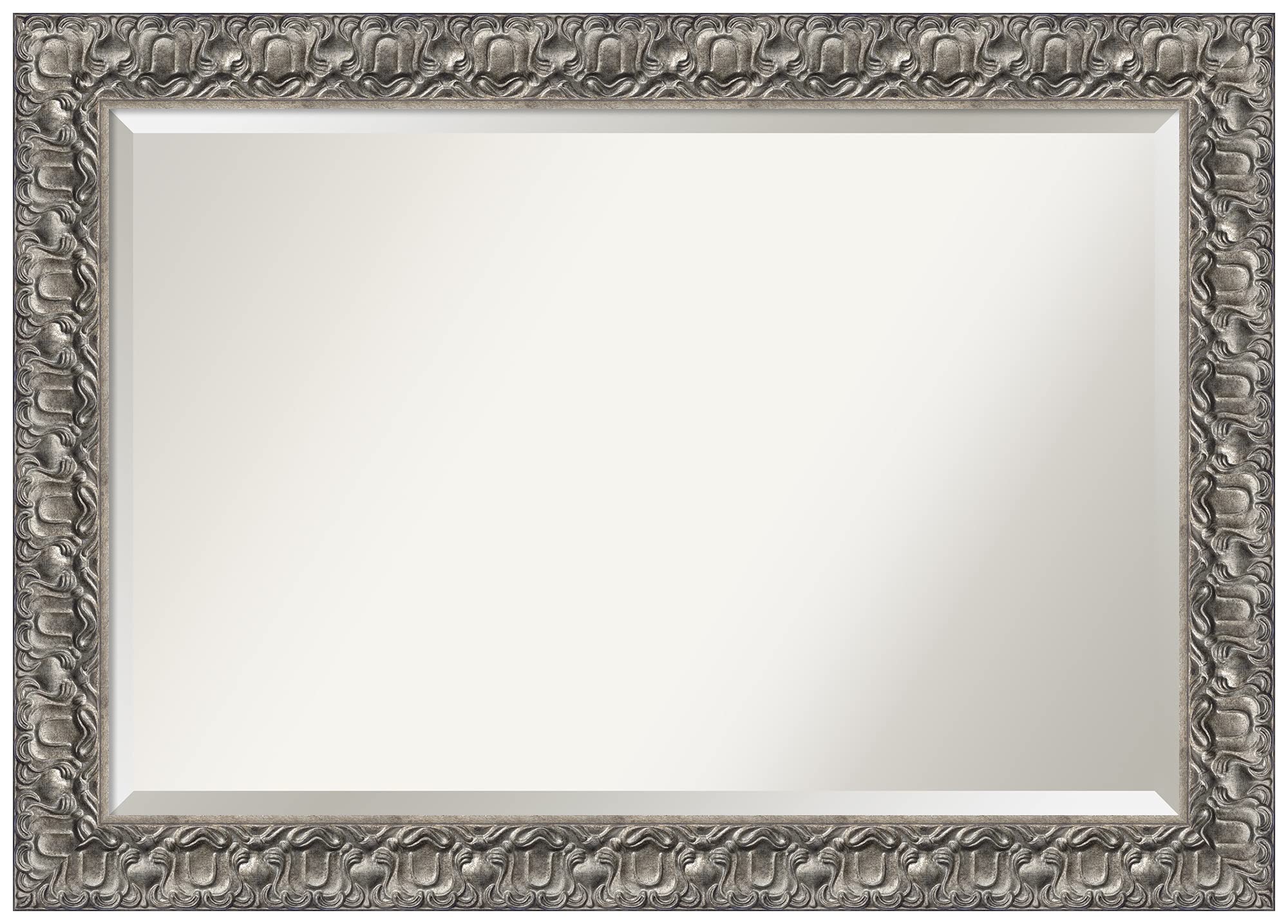Amanti Art Silver Bathroom Mirror for Over Sink, 30x42 Silver Luxor Rectangle Vanity Mirror, Large Traditional Wood Frame, Hangs Horizonally and Vertically, Bathroom Wall Decor, Beveled Edge