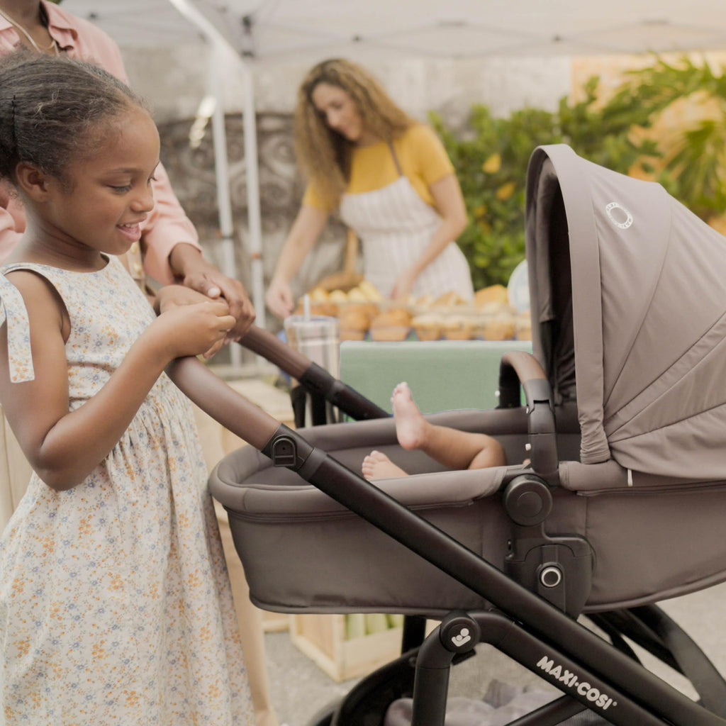 Maxi-Cosi Tayla Max Baby Strollers, Modular with Adjustable Seat, Converts to Lie-Flat Carriage, Parent and World Facing View, Lightweight, Desert Wonder