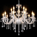 MALOSA Large Clear Crystal Chandeliers,30.7" Large Chandelier for Dining Room,Living Room,Bedroom,Hallway,High Ceilings Wedding Party 15 Lights