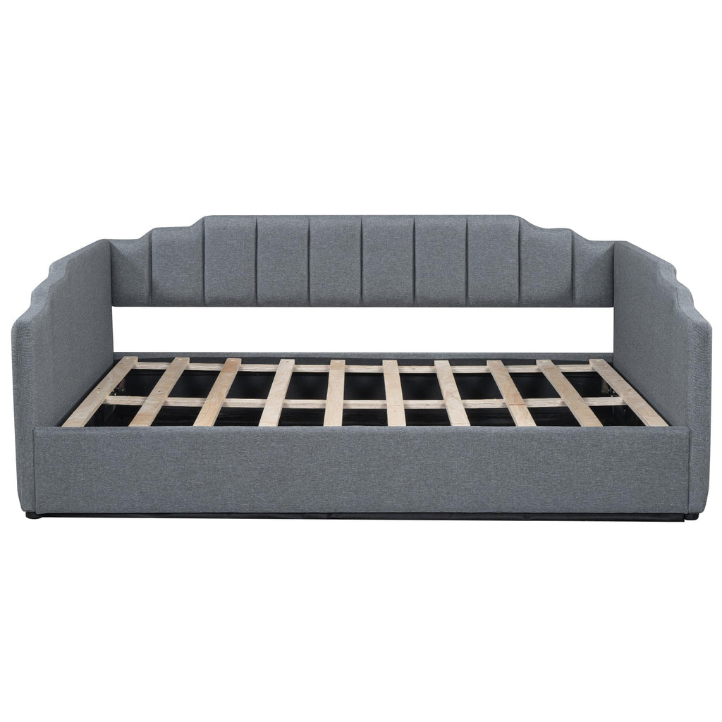 DNYN Full Size Upholstered Daybed for Bedroom,Guest Room,Lift Up Storage Bedframe w/Wood Slat Support,Space Saving Design, Gray
