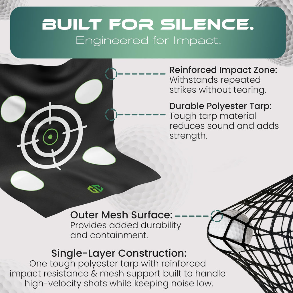Heavy-Duty Golf Hitting Net 10x8x5.5 FT- Golf Practice Net with Silent Target Tarp, 4-Ply Net, Mat & Tee, Steel Tubes, Poles & Carry Bag - Golf Nets for Backyard, Indoor, Outdoor & Garage