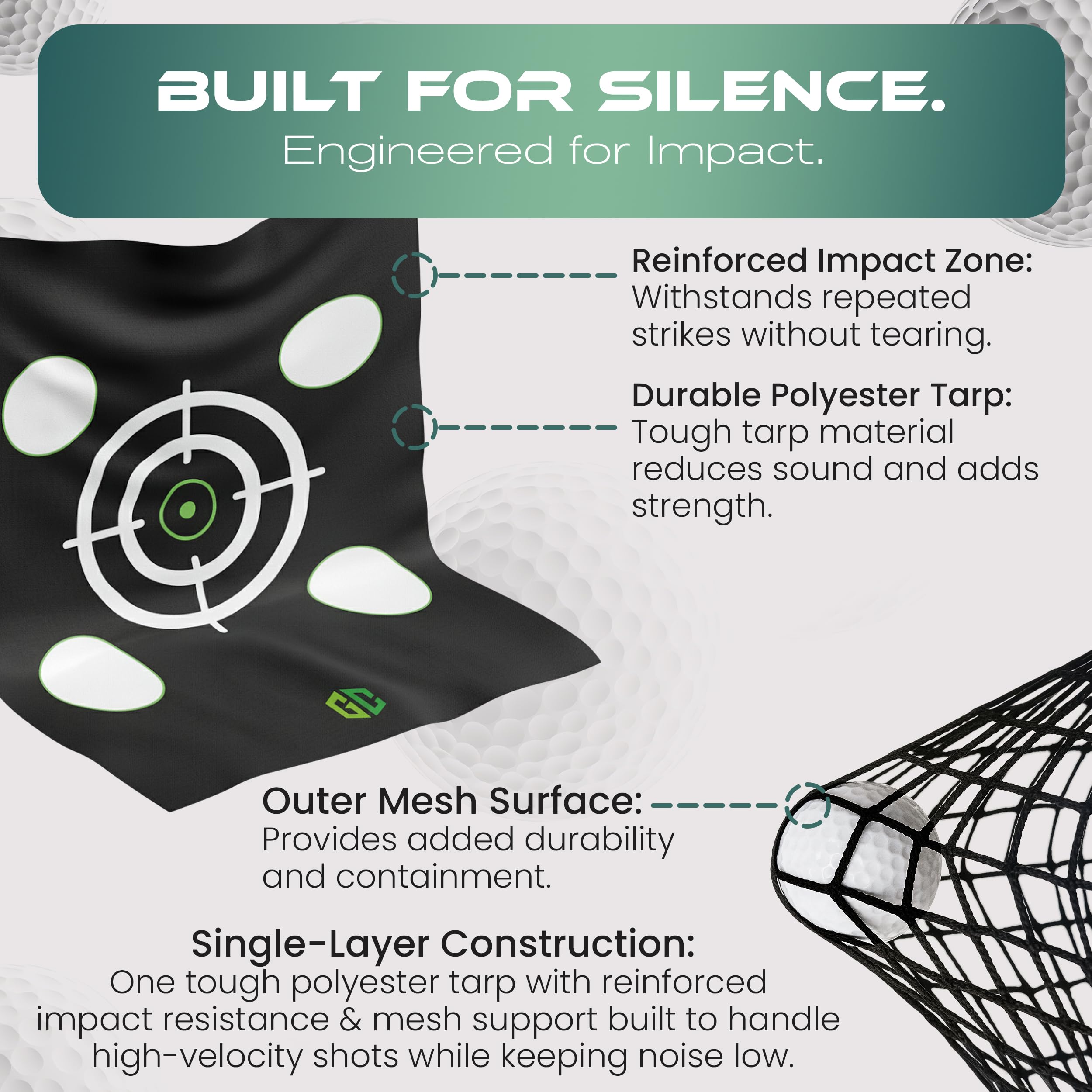 Heavy-Duty Golf Hitting Net 10x8x5.5 FT- Golf Practice Net with Silent Target Tarp, 4-Ply Net, Mat & Tee, Steel Tubes, Poles & Carry Bag - Golf Nets for Backyard, Indoor, Outdoor & Garage