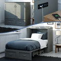 AFI, Hamilton Twin XL Murphy Bed Chest with 6" Mattress, Storage Drawer, and Built-in USB Charger, Grey