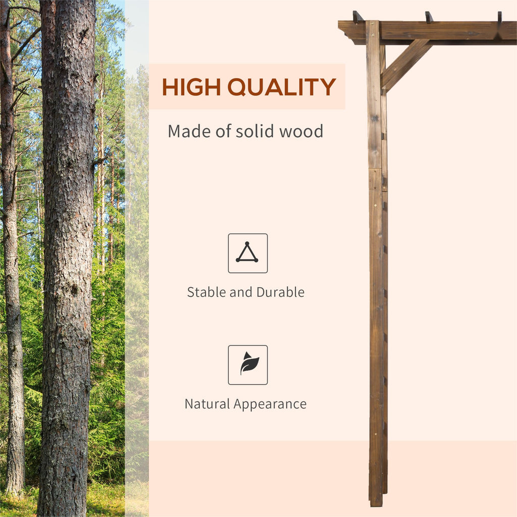 85" Wooden Wedding Arch Arbor, Carbonized Wood Garden Arch for Ceremony Backdrop, Rustic Outdoor Archway with Pergola Top for Party, Garden, Backyard Decor