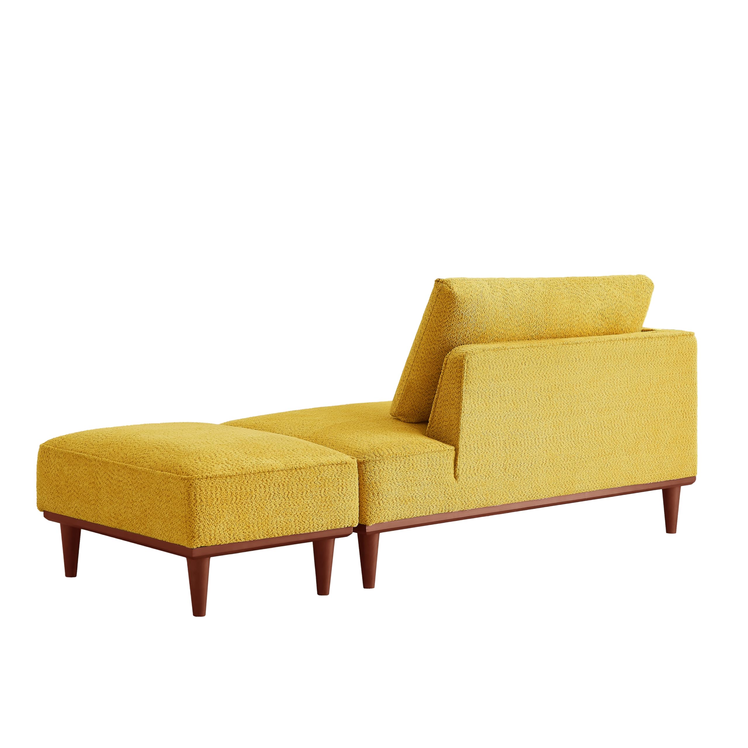 KEIKI 73" Upholstered Chaise Lounge Chair Indoor, Left-Hand Facing Long Chaise with Ottoman, Reading Lounge for Small Space Bedroom or Living Room, Yellow