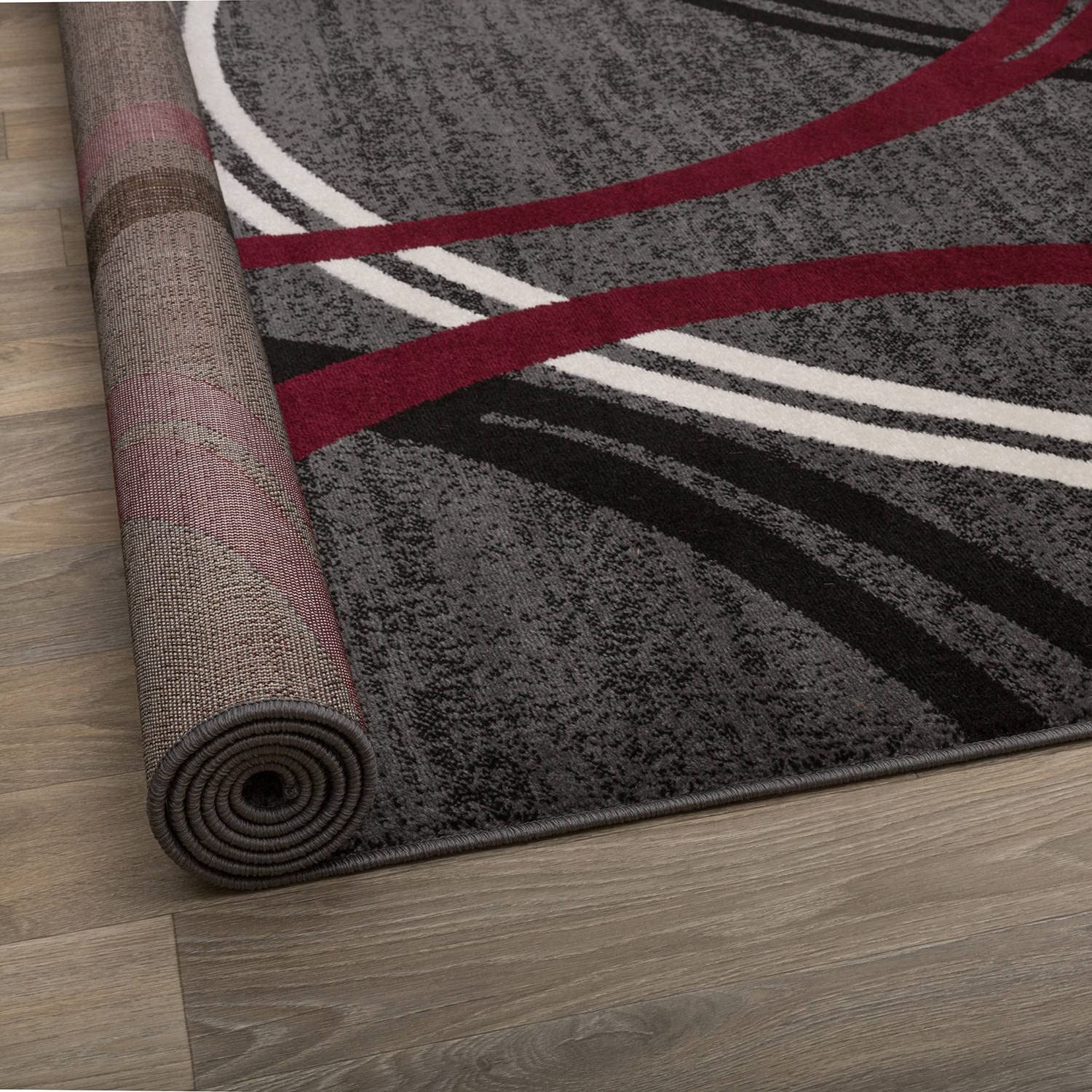 Rugshop Modern Wavy Circles Design Non-Shedding Area Rug, Carpet for Living Room, Dining Room, or Office,Grand Room,Open Spaces Red, 10' x 14'