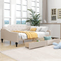 Acosure Full Size Upholstered Tufted Daybed with Two Storage Drawers,Linen Sofa Bed,Easy Assemble & No Box Spring Needed,Perfect for Small Space,Bedroom,Livingroom,Guest Room, Beige