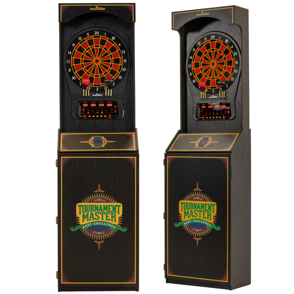 Arachnid Cricket Pro 650 Standing Electronic Dartboard with 24 Games, 132 Variations, and 6 Soft-Tip Darts Included, Brown,E650FS-BK3
