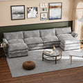 Shahoo Sectional Modular Sofa U Shaped Chenille Fabric Couch with High Supportive & Soft Sponges and Removable Ottoman, Sleeper Comfy Upholstered Furniture for Living Room, Dark Grey