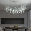 Upfelw Rectangle Crystal Tree Branch Chandelier, L47.3'' Mpdern Luxury Chrome Linear Art Deco Raindrop Pendant Lighting Fixture for Kitchen Island Foyer Living Room Dining Room 14 Lights