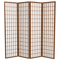 Red Lantern 6 ft. Tall Window Pane Shoji Screen - Walnut - 4 Panels