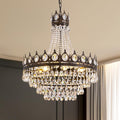 7PM French Empire Crystal Chandeliers, Vintage Crystal Chandelier, Antique Bronze Chandelier, Rustic Farmhouse Ceiling Light Fixture for Dining Room Bedroom Living Room Kitchen Foyer, W 24"