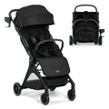 Britax Juniper+ Compact Stroller, Portable & Lightweight On-The-Go Stroller with Fastpack & One-Hand RapidFold, Infant Car Seat Compatible, Built-in Carry Strap, Ventilating Fabrics — Raven Black