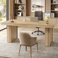 Tribesigns 63" Executive Desk, Modern Executive Office Desk with Thickened Desktop and Heavy-Duty Legs, Wood Writing Workstation Study Table Conference Table for Office, Natural