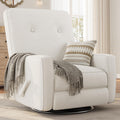 Garvee Nursery Recliner Chair, 360° Swivel Rocking Glider Chair for Adults with Adjustable Backrest & Footrest, Cozy Linen Upholstered Armchair for Living Rooms, Bedrooms, Apartments, Beige