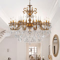 MEELIGHTING Gold Crystal Chandelier, 10-Light Antique Bronze Candle Pendant Ceiling Light Fixture with K9 Crystals for Dining and Living Room, Bedroom, Kitchen Island, Hallway, Dia 36"