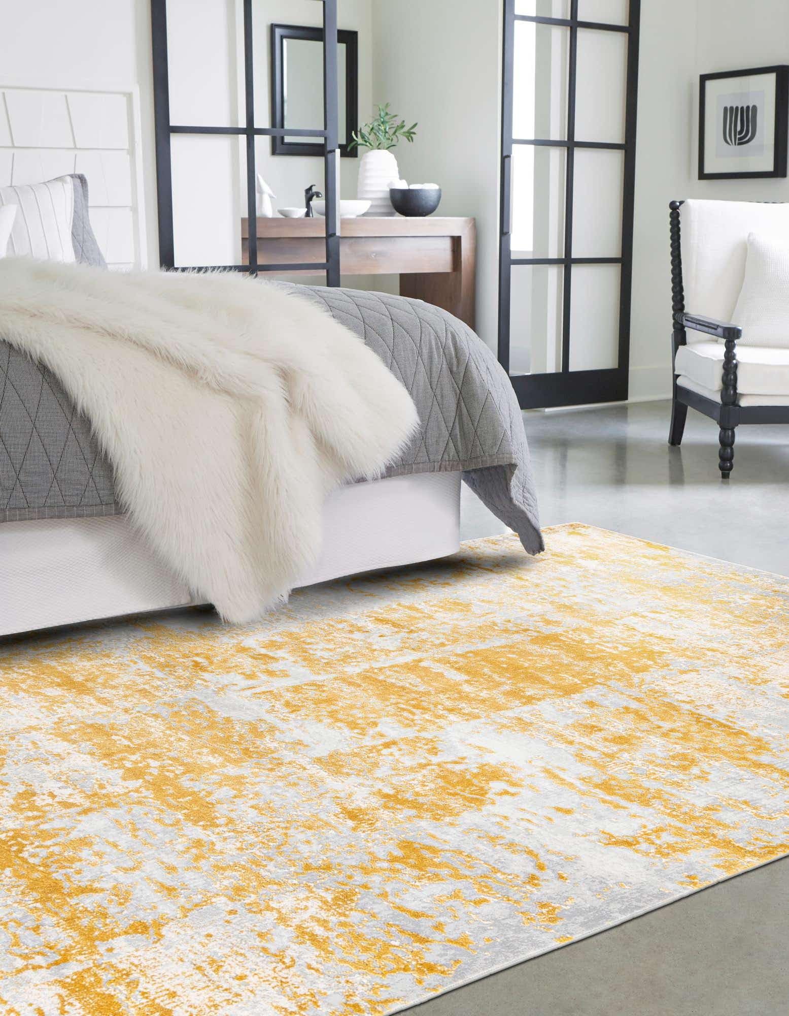 Unique Loom Finsbury Collection Area Rug - Elizabeth (7' 10" x 10' Rectangle, Yellow/ Ivory)