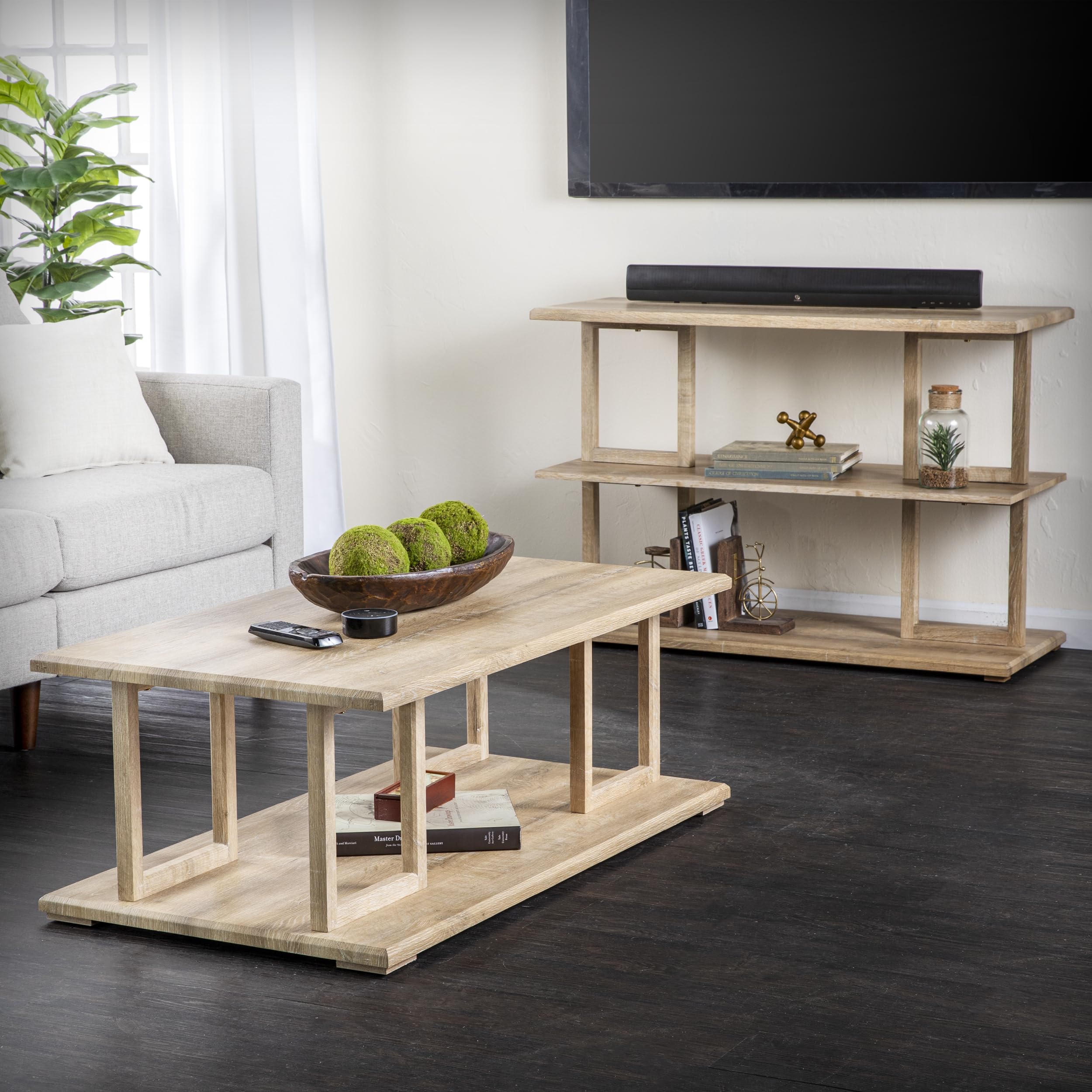 SEI Furniture - Markworth Geometric Console Table - Transitional Design, Natural Iron and Wood - Ideal for Entryway, Living Room (CK1101703)
