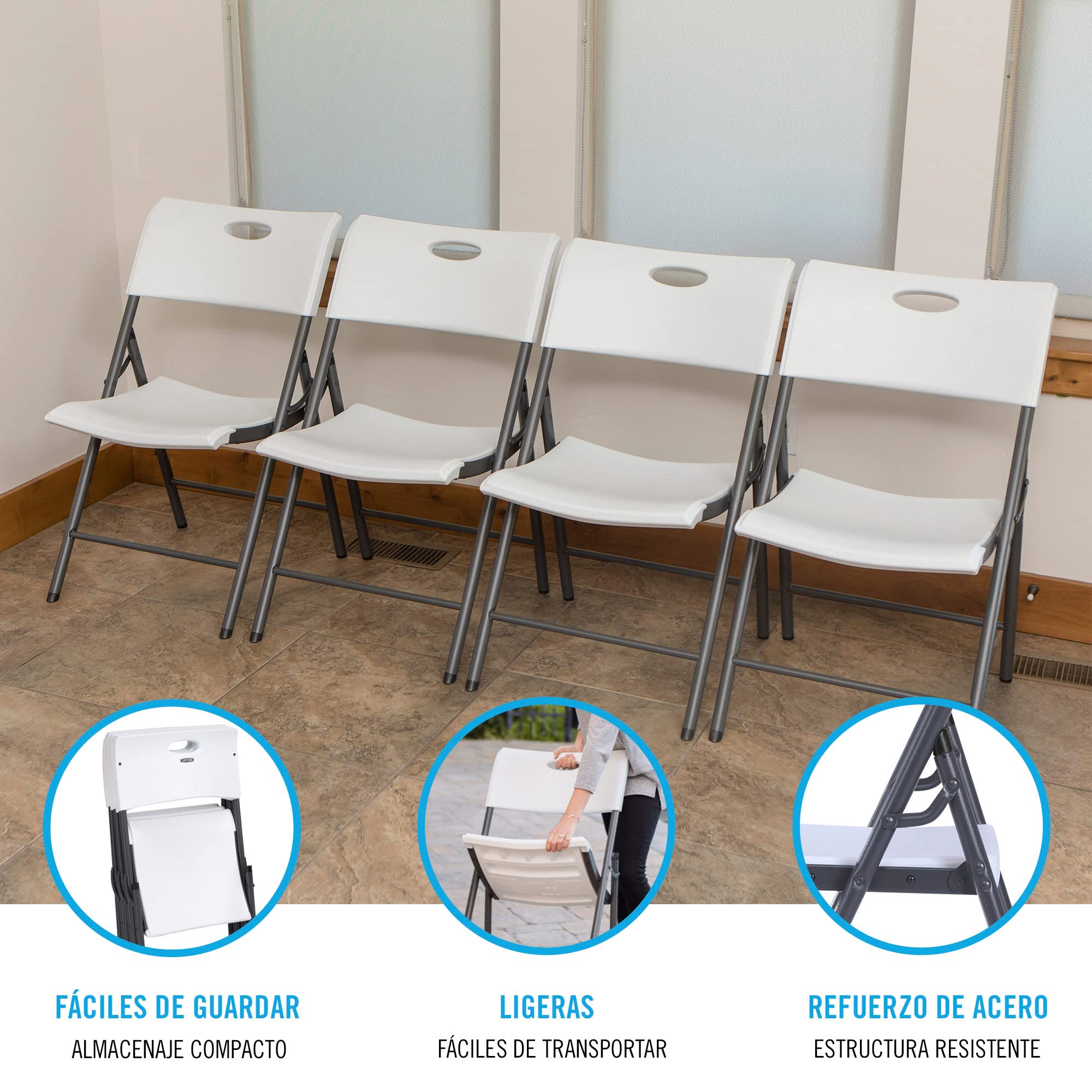 Lifetime 80739 Pack Folding Chairs, White x 4