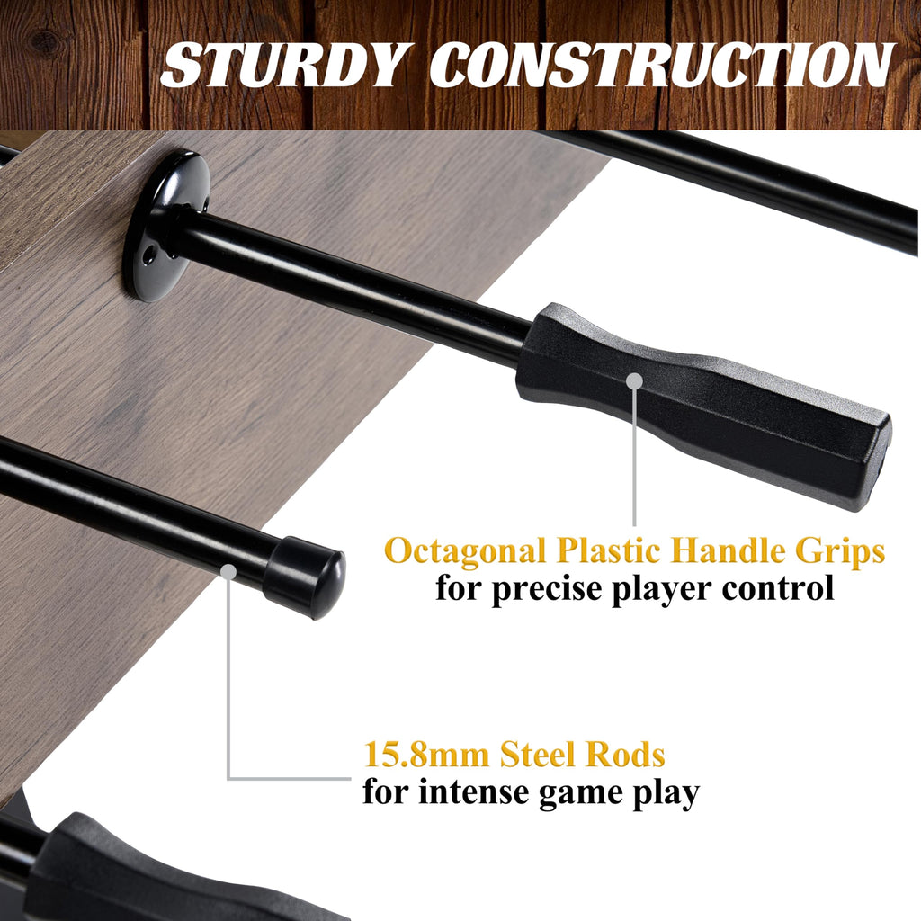 Barrington Billiards 58” Coventry Foosball Table, Durable Metal Legs and Stylish Design with Tabletop Sports Soccer Balls, Perfect for Family Game Rooms