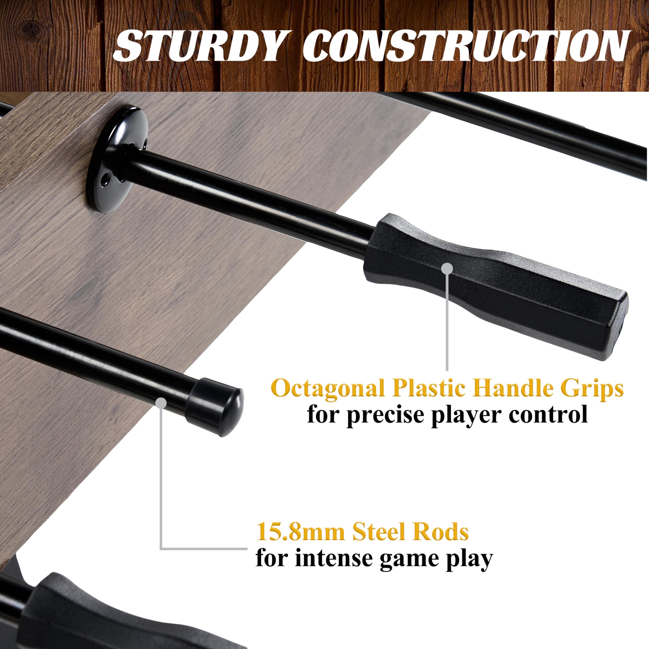 Barrington Billiards 58” Coventry Foosball Table, Durable Metal Legs and Stylish Design with Tabletop Sports Soccer Balls, Perfect for Family Game Rooms
