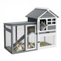 GarveeTech 2-Story Rabbit Hutch Outdoor, 45" Bunny Hutch, Small Chicken Coop Wooden with Pull-Out Tray & Ramp, Bunny Cage with Waterproof Roof, Poultry Cage for Bunnies, Chickens, Ducks, Guinea Pigs
