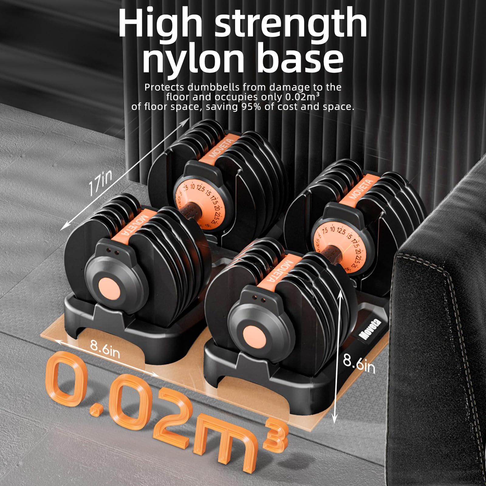Moveta Adjustable Dumbbells Set of 2，Free Weights Dumbbells Set，Adjustable Dumbbell Set，52.5 lbs pair 105 lbs，15 in 1，for Men/Women Gym Equipment for Home Strength Training Equipment