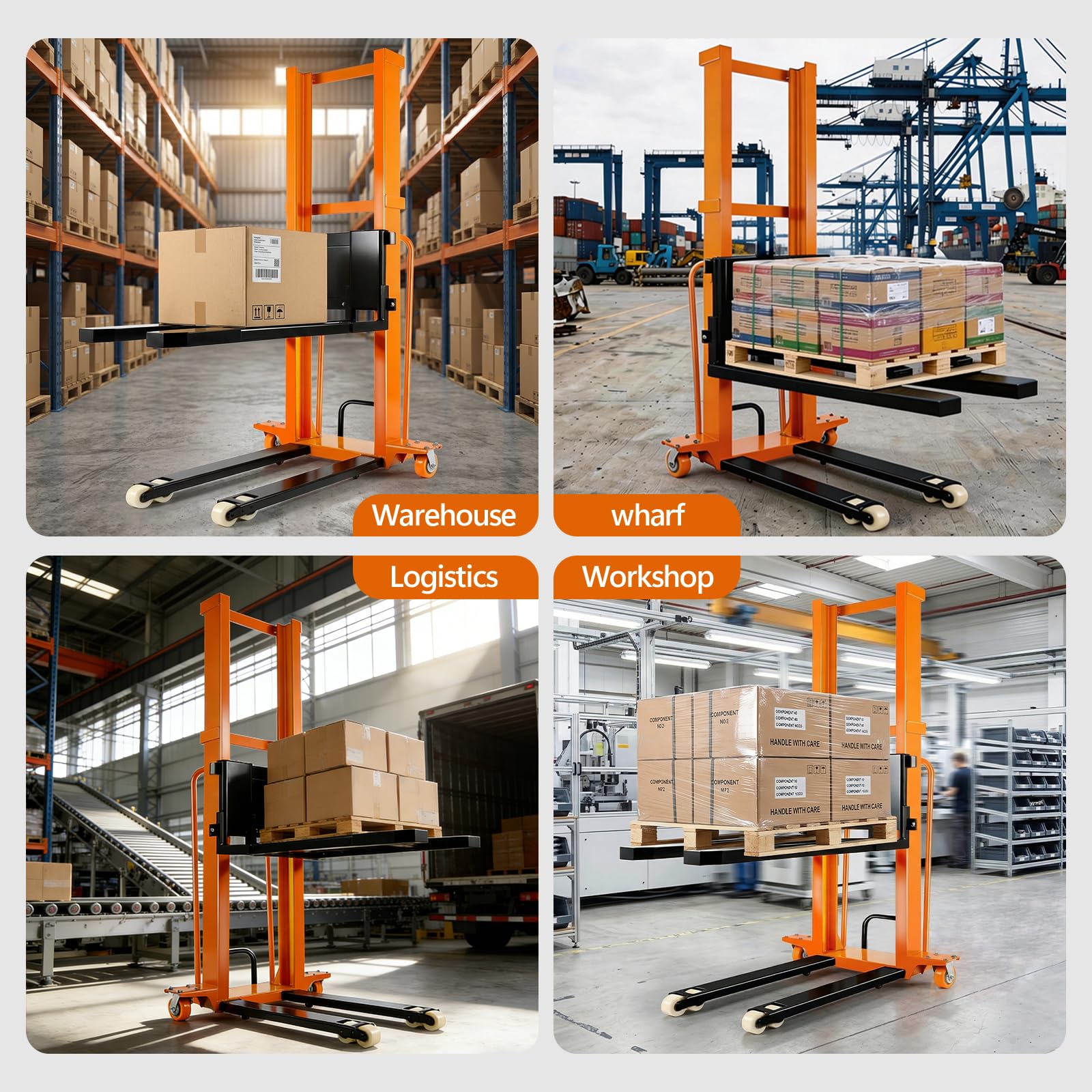 1100 Lbs Electric Manual Pallet Stacker, 63" Lift Height 1500W Powered Walkie Stacker with 48V 10Ah Battery, Manual Hand Forklift Pallet Truck for Warehouse, Logistics, Workshop