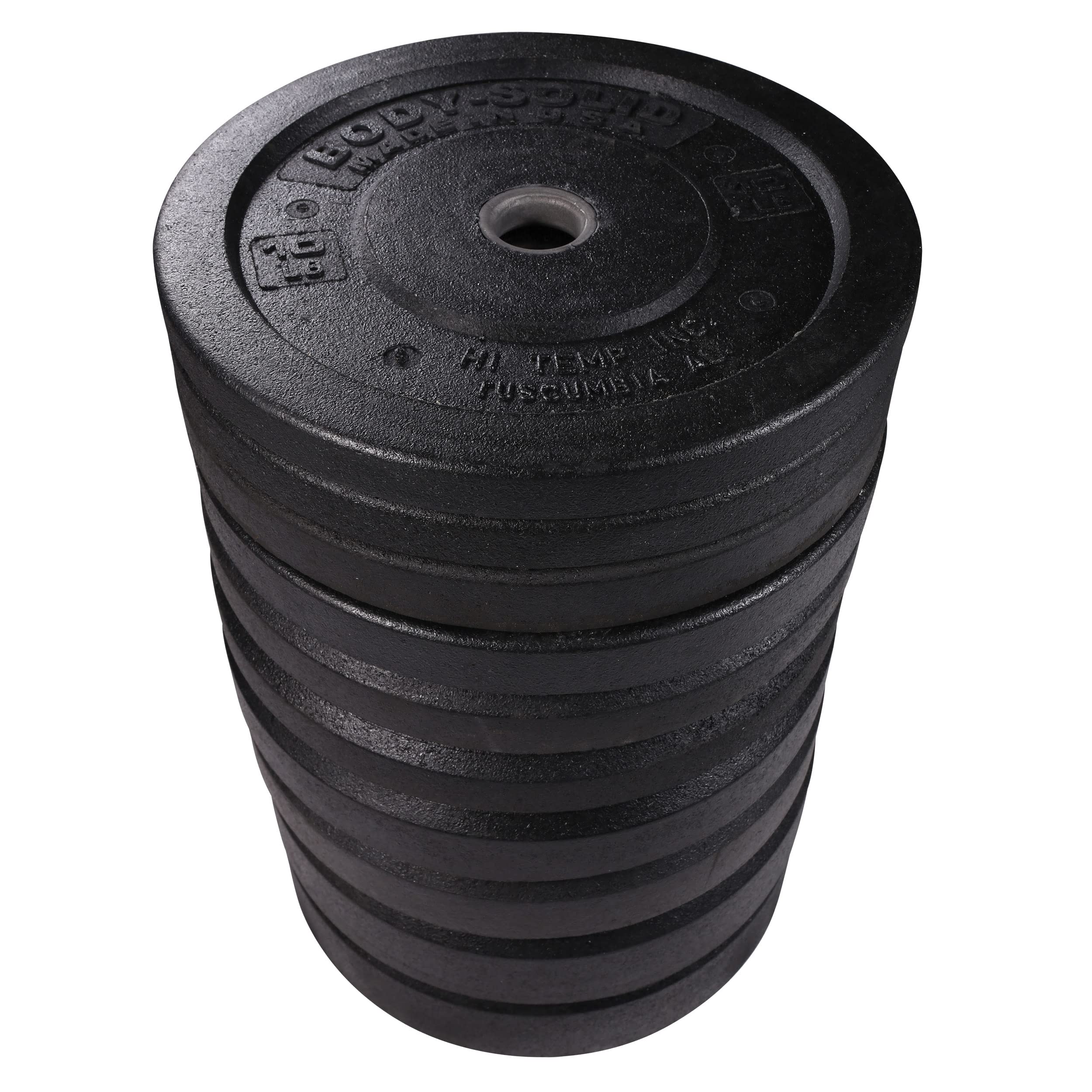 Body-Solid Rubber (OBPH260) Coated Olympic Weight Plate with Anti-Slip Grip - Perfect for Strength Training, Home Gym, and Barbell Workouts, 260lbs. Set