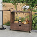 Gecheer Bar Cart with Drawer Brown 39.4"x17.7"x38.2" Poly Rattan 1103206A
