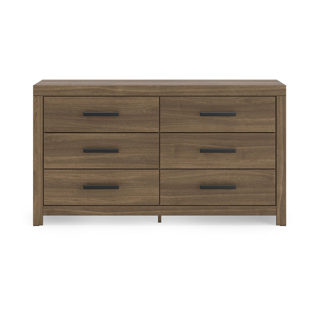 Signature Design by Ashley Ryderton Rustic 6-Drawer Dresser with Safety Stop, Warm Brown