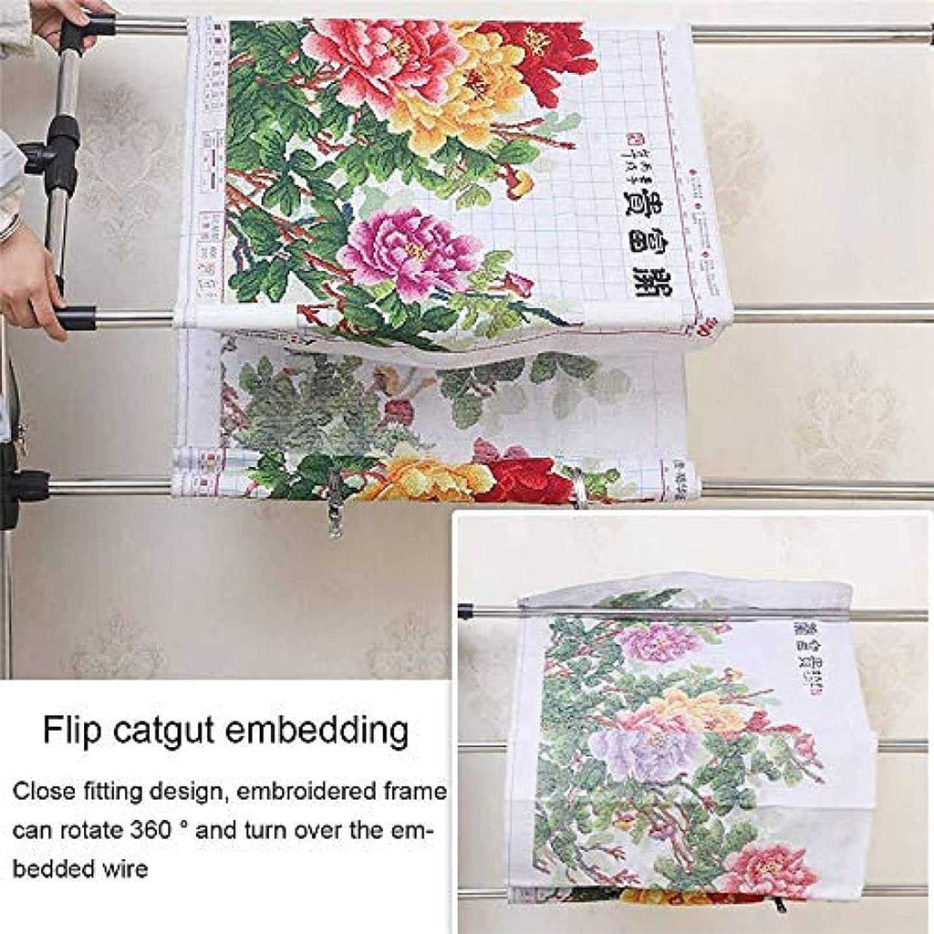 ELUKHT Adjustable Needlework Floor Frame for Cross Stitch and Embroidery, Standing Craft Stand and Lap Table for Sewing and Art, Convenient Holder for Creative Projects.