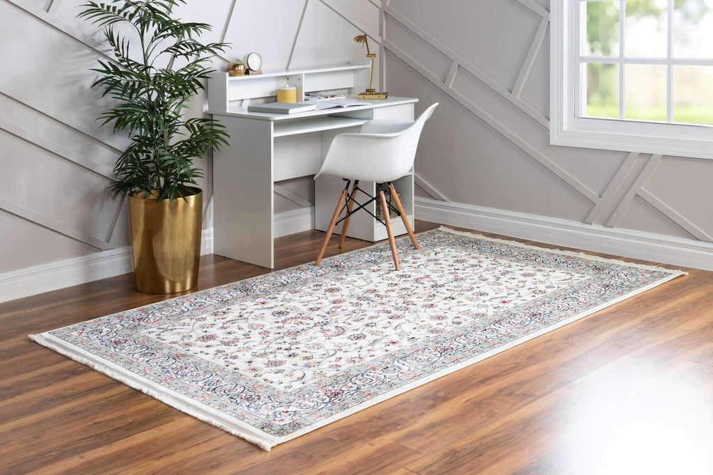 Unique Loom Narenj Collection Area Rug - Leeds (10' x 13' Rectangle, Ivory/ Blue)