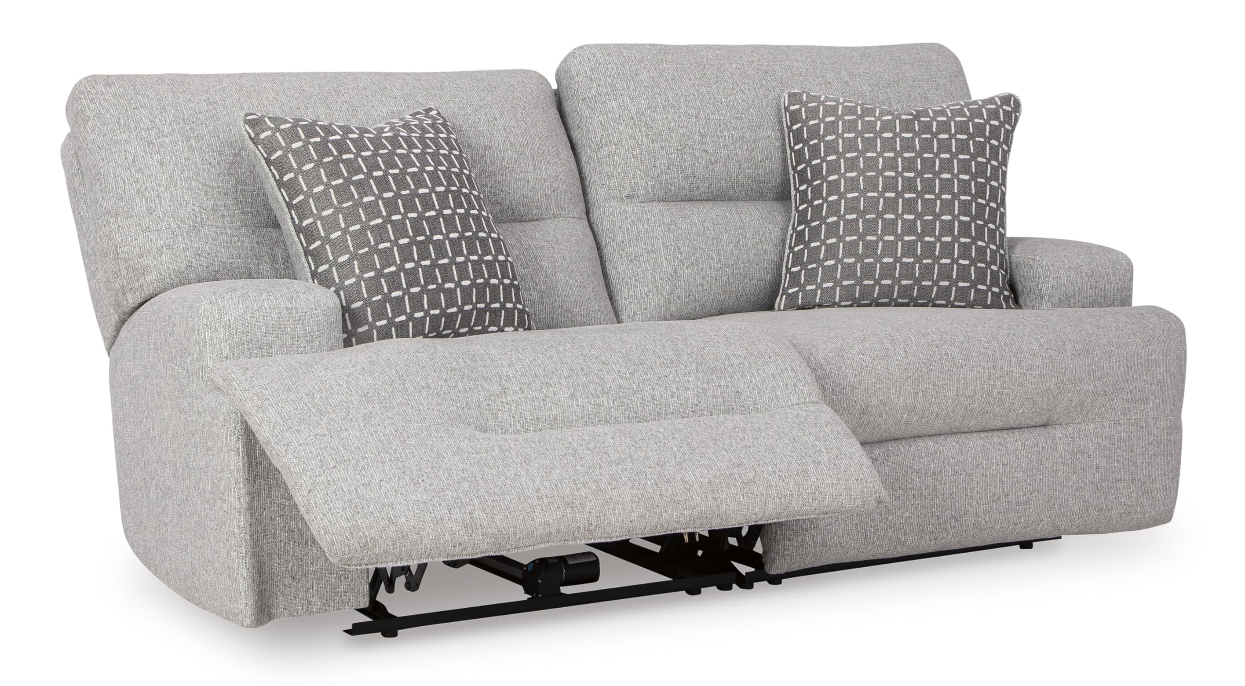 Signature Design by Ashley Acklen Place Modern U-Shaped Modular Stain-Resistant 6-Piece Power Reclining Sectional with Chaise, Adjustable Headrest, USB Charging Ports and Console, Light Gray