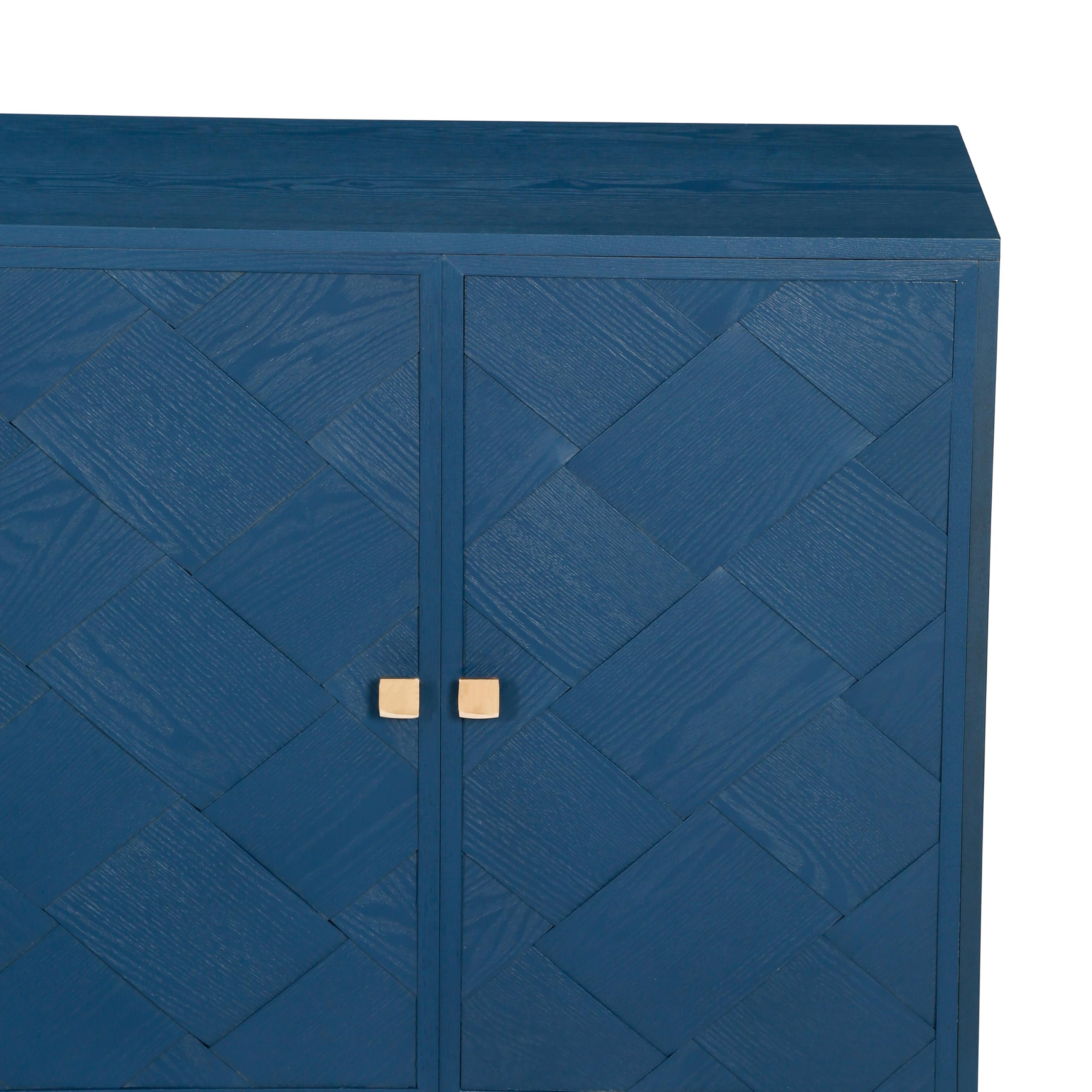 Merax 59.8" Wood Sideboard Buffet Cabinet, Storage Cabinet with Doors and Shelves, Modern Console Table with Solid Wood Legs for Dining Room, Living Room, Entryway, Navy Blue Finish