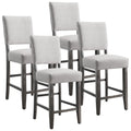 Leick Home Brax Counter Height Stool with Upholstered Back and Wood Base – Set of 4 for Elevated Kitchen Counters, High Top Tables, and Bars – Modern Chairs in Blackbean and Heather Gray, 214932