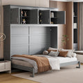 Merax Queen Size Murphy Bed, Foldable Wall Bed with Storage Cabinet, Dual Piston Metal Mechanism & Wooden Slats, No Box Spring Needed, Space-Saving for Small Apartment, Studio, Guest Room, Gray