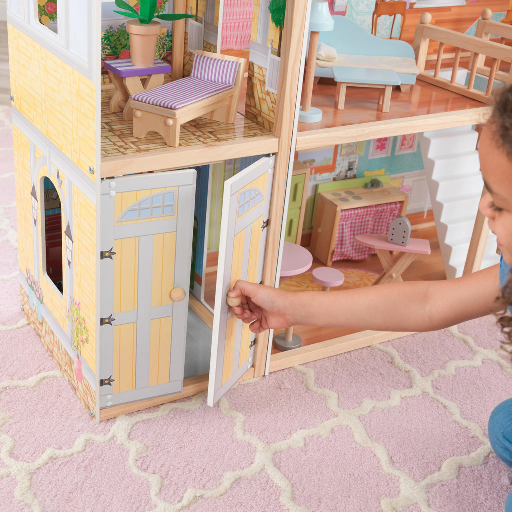 KidKraft Majestic Mansion Wooden Dollhouse with 34-Piece Accessories, Working Elevator and Garage, Gift for Ages 3+