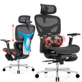 Ergonomic Office Chair with Footrest & 3D Massage Lumbar Support, Adjustable Seat Depth & Back Height,Big and Tall,400lbs, 4D Headrest, 4D Armrests, Reclining Office Chair for Home Office (Black)