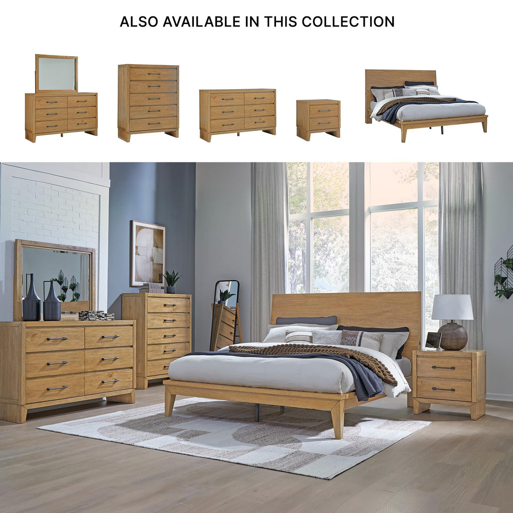 Signature Design by Ashley Sherbana Casual 5-Drawer Chest of Drawers with Safety Stop and Felt-Lined Top Drawer, Light Brown