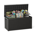 ROJIK 320 Gallon Deck Box Outdoor Waterproof,Weatherproof Outdoor Storage Boxes Lockable with Lid,Outside Resin Storage Bench for Patio Cushions,Garden Tools and Pool Accessories(Black)
