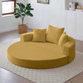 UOCFYK Folding Sofa Bed, Corduroy Circular Boneless Couch, No Assembly Convertible Sleeper Sofa with 3 Pillow, Comfy Futon Sofa Bed for Apartment, Office, Bedroom, Living Room, Yellow