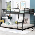 Bellemave Metal Full XL Over Queen bunk Bed, Floor Twin XL Over Queen Bunk Bed Frame with Ladder and Guardrails,Black no slats