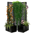 3-in-1 Privacy Fence Screen with Planter Boxes, 51x70x31 Inch Outdoor Metal Room Divider & Garden Partition, Freestanding Backyard/Patio/Deck Privacy Screen with 4 Self-Watering Raised Garden Beds, Bl
