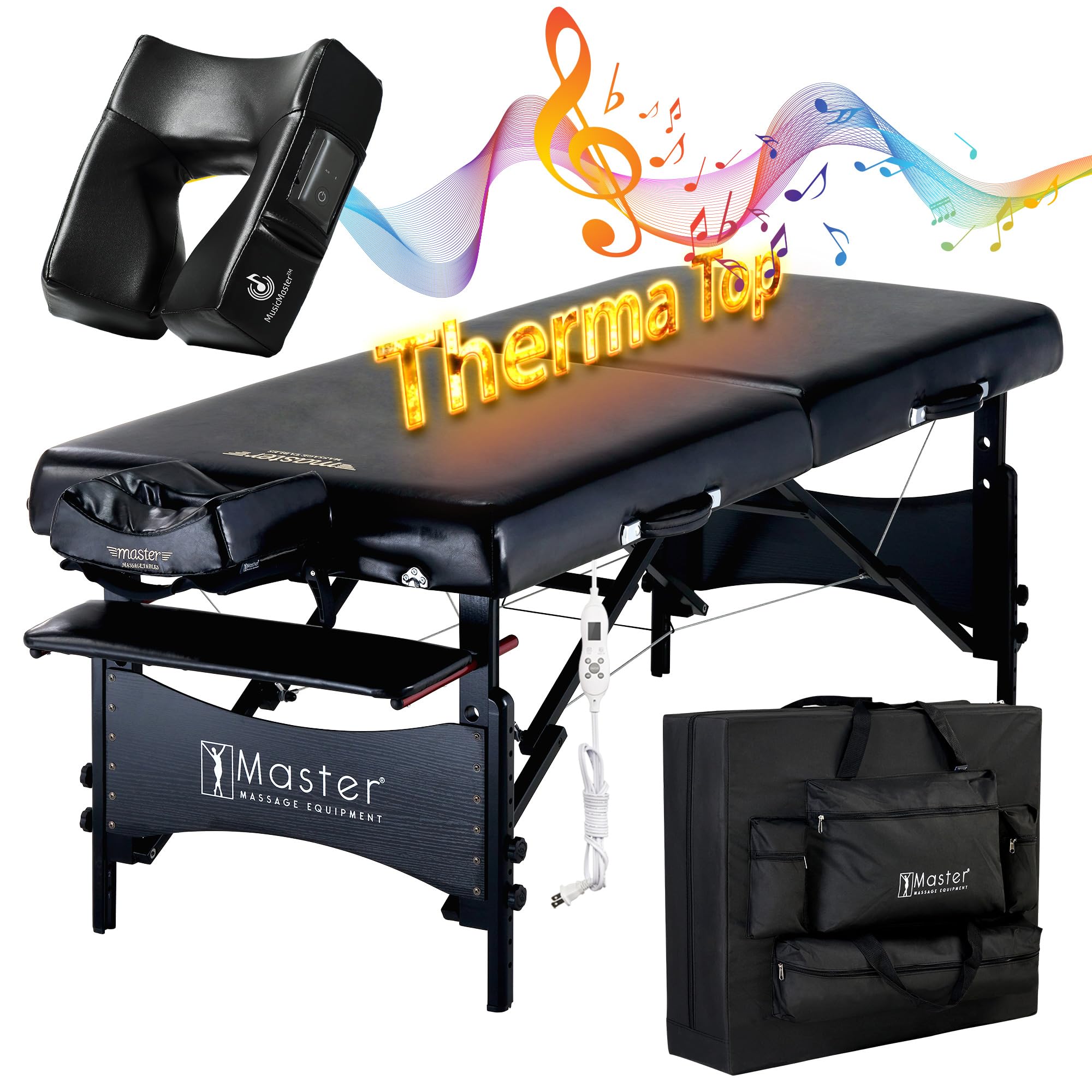 Master Massage Therma-Top 30" Galaxy Professional Portable Massage Table Package with Extra Music Face Cushion - Memory Foam Cushioning - Tattoo Table- Spa Salon Beauty Facial Bed