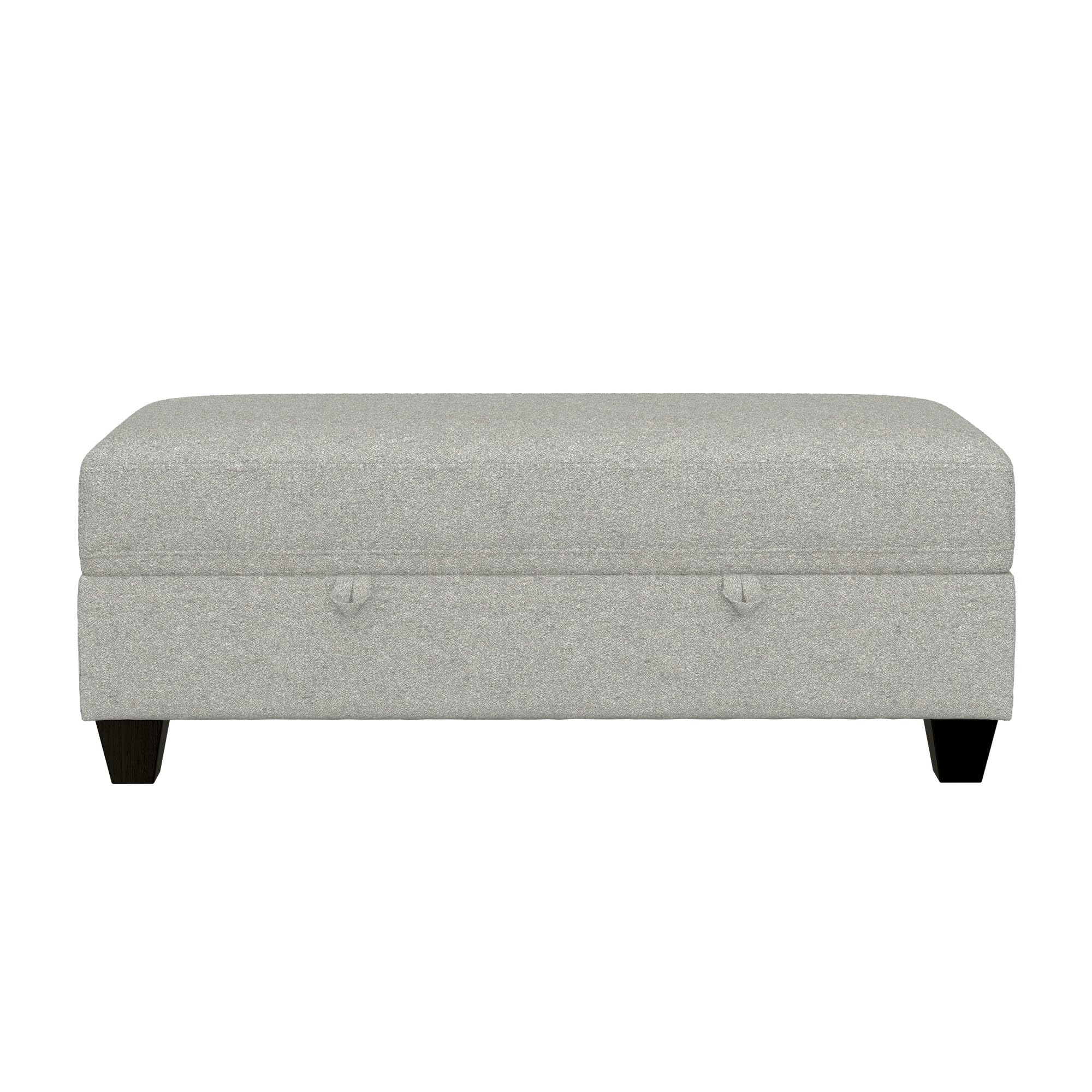GDFStudio 48.6" Storage Ottoman Bench with Hidden Storage, Upholstered Rectangle Ottoman Foot Stool, End of Bed Bench with Solid Wood Legs for Bedroom Living Room Entryway, Easy Assembly, Pebble Gray