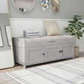 Bellemave Storage Bench with 3 Shutter-Shaped Doors and Flip-Open Storage Box, Shoe Rack for Entryway and Hallway,Shoe Bench with Adjustable Shelves Storage Space and Removable Seat Cushion, Gray Wash