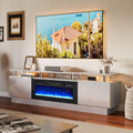 OneBlis 80" TV Stand & Entertainment Center, Media Console with Storage Cabinet, Fits TVs up to 90", Modern Living Room Furniture, 36" Electric Fireplace (Grey+Black)