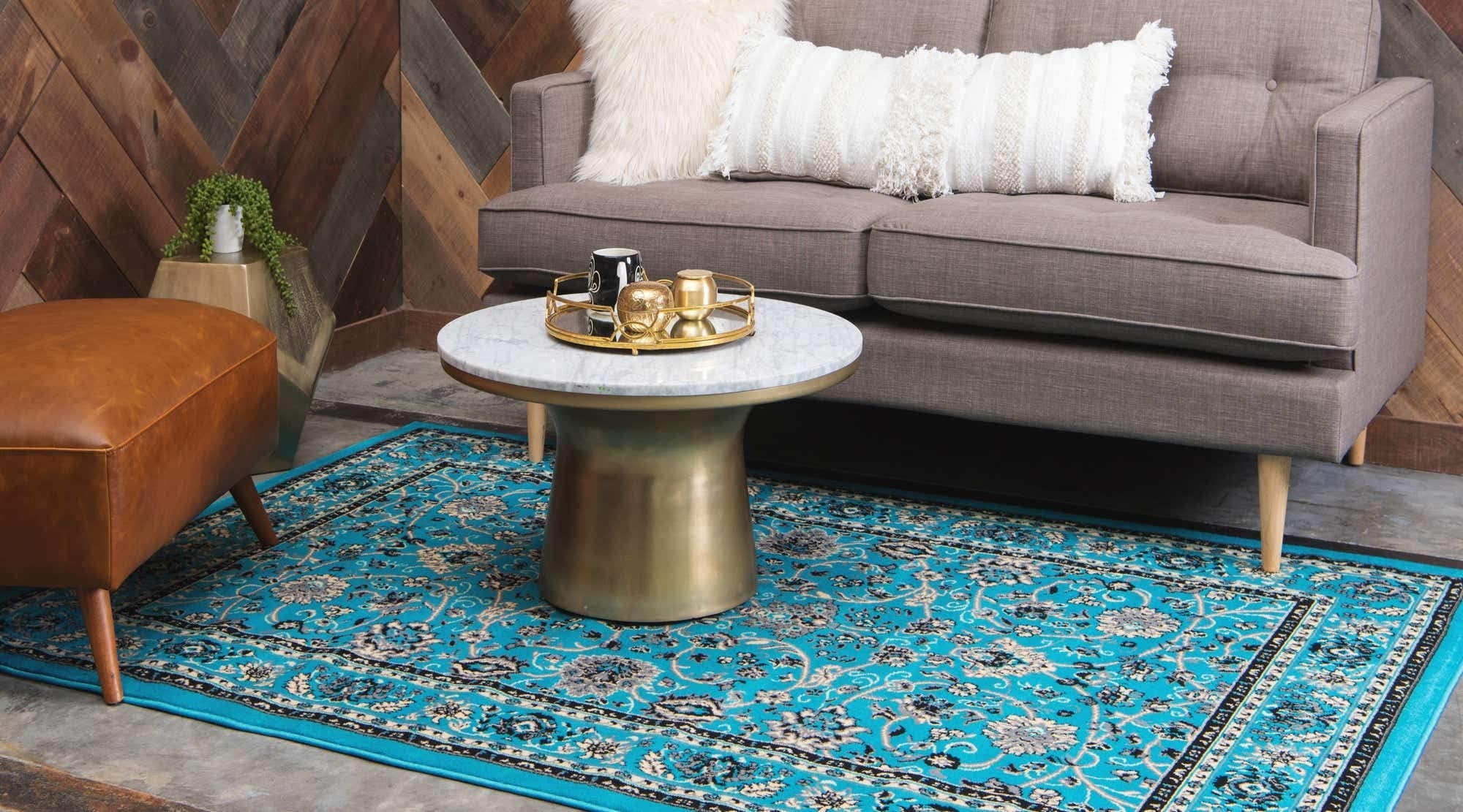 Unique Loom Sialk Hill Collection Area Rug - Washington (9' 10" x 13' 1" Rectangle, Turquoise/ Black)