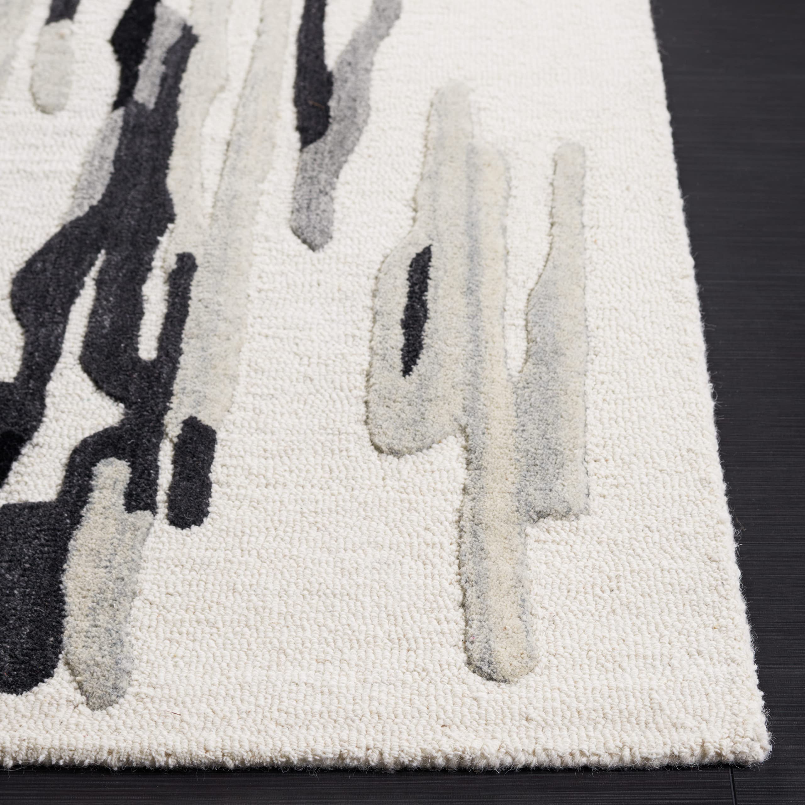 SAFAVIEH Area Rug 8x10 - Rodeo Drive Collection - Large - Ivory & Black, Handmade Wool, Mid-Century Modern Design, Ideal for Living Room, Bedroom, Office, Dining Space (RD858Z)